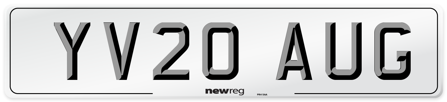YV20 AUG Number Plate from New Reg